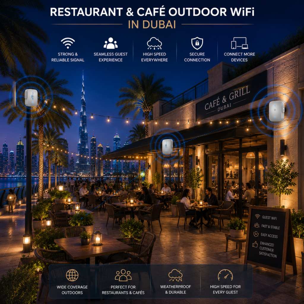 Outdoor WiFi Setup Dubai – Villas, Restaurants & Hotels 3 Restaurant and Cafe Outdoor WiFi Setup Dubai